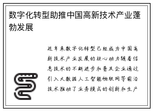 数字化转型助推中国高新技术产业蓬勃发展